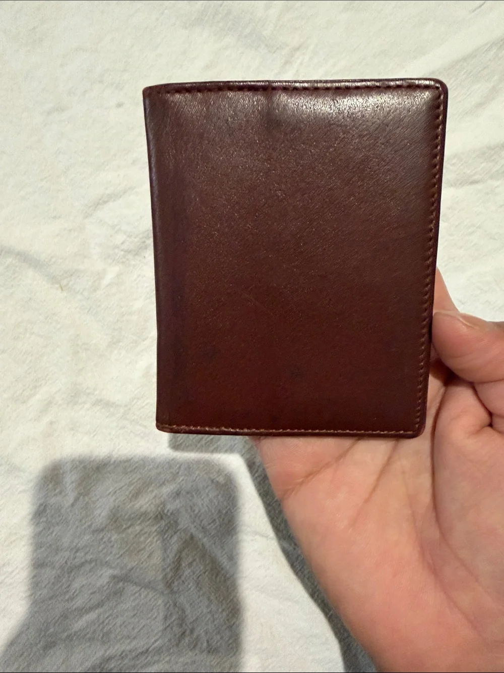 Vintage Cartier Brown Leather Card Holder with Gold Corner Accents